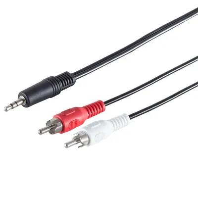 Zdjęcie produktu dla S/CONN 3.5mm - 2xRCA 1.5m, 3.5mm, Męska, 2 x RCA, Męska, 1,5 m, Czarny, Czerwony, Biały