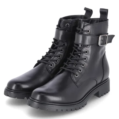 Produktbild von Tamaris Damen Schnürstiefeletten/ Biker Boots Schwarz Glattleder  Größe: 38