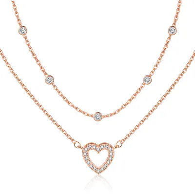 Immagine prodotto di Collane in oro rosa con ciondolo a forma di cuore in zircone, per donna