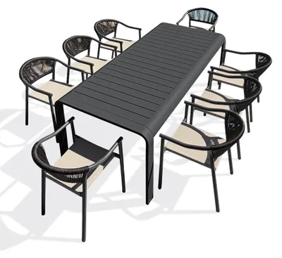 Image de Ensemble repas de jardin en aluminium 8 places