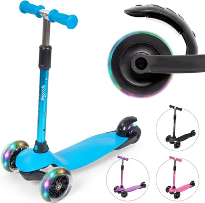 Produktbild von LifeGoods Kinderroller - Roller 2-5 Jahre - 3 Leuchtende LED-Räder - Höhenverstellbar - Jungen/Mädchen - Blau