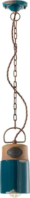 Produktbild von Pendelleuchte Keramik Metall E27 rund Ø 12,5 cm H: max. 80 cm Petrol Shabby Antik Rostbraun Vintage Design