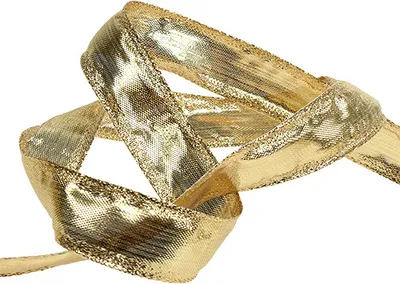Produktbild von Goldenes Dekoband Drahtkante 25mm x 25m Weihnachten Hochzeit