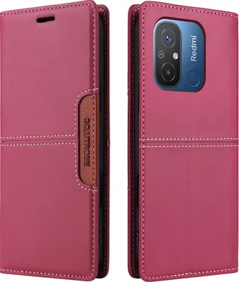 Produktbild von Handyhülle für Xiaomi Redmi 12C/Redmi 11A/Poco C55 Hülle, Leder Flip Wallet Kartenfach Stand Schutzhülle Rot
