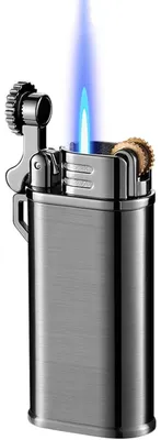 Produktbild von Sturmfeuerzeug wiederbefüllbar Butan Metallgehäuse Schwarz-Nickel für Grill Outdoor