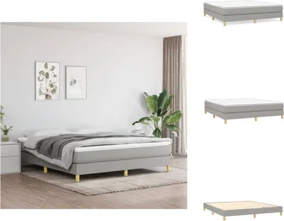 Imagen del producto de vidaXL Base de cama con somier y colchón, color gris claro, 180x200 cm, tapizado en tela - Camas y estructuras de cama