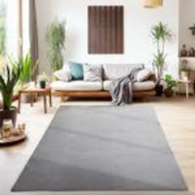 Produktbild von Teppich Wohnzimmer Schlafzimmer Esszimmer Läufer Flur Flauschiger Teppich Waschbar Rutschfest Soft Weicher Farbe: Grau Größe : 140 x 200 cm