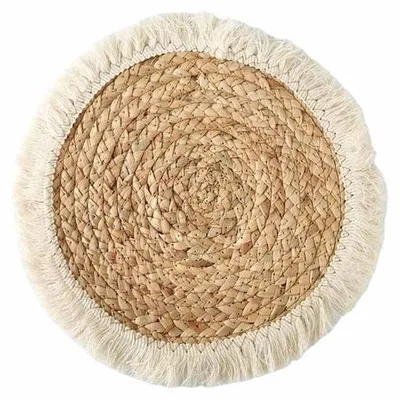 Image de Sous-verres ronds en macramé, tissés à la main, 25 cm, résistants à la chaleur, antidérapants