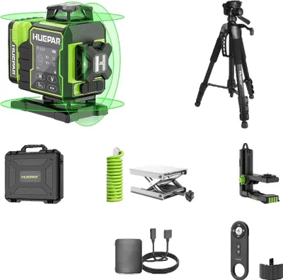 Image de Niveau laser, mesure 4x360°, base électrique rotative, écran LCD, set-3