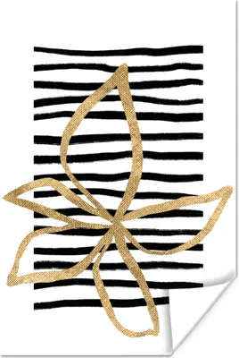 Produktbild von MuchoWow® Poster Blume - Gold - Linie 40x60 cm - Plakate für die Wand - Poster Babyzimmer