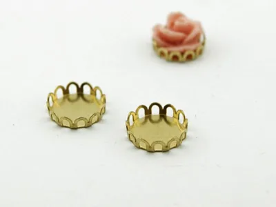 Produktbild von Vintageparts Cabochon Fassungen Messing Goldfarben 10 mm, 20 Stück