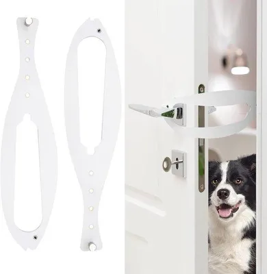 Produktbild von Sicherheitsdeur voor Kat und Hund - 2 Stück - Babyveiligheit - Deursloten - Katvriendlich - Weiß - Draußen halten.
