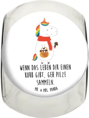 Produktbild von Mr. & Mrs. Panda Bonbonglas Einhorn Pilz L 870ml - Weiß - Geschenk, Spruch, Kaffeedose, Teedose, Pilze, Süßigkeiten Glas, Bonboniere, Motivation, Unicorn, Einhörner
