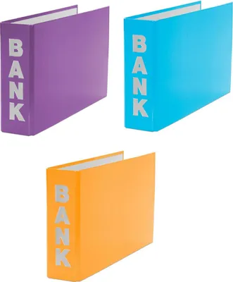 Produktbild von 3x Bankordner / 140x250mm / für Kontoauszüge / je 1x hellblau, lila, orange