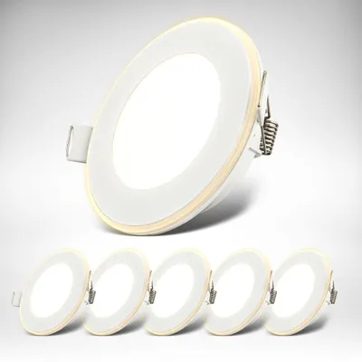 Image de Lot de 6 spots LED encastrables - avec fonction veilleuse, 4,9W 425lm 3000K blanc chaud IP20, blanc mat - Luminaires encastrés pour le salon, le couloir et la cuisine