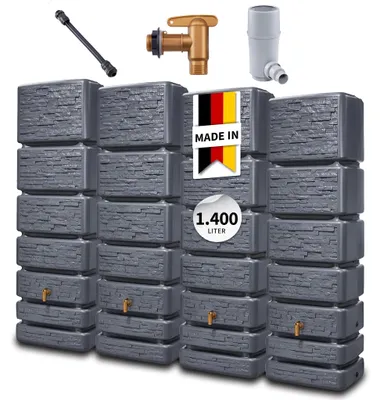 Productafbeelding van 4rain SLIM STONE DECOR wandtank SET 1400 L graphite grey, AI-gegenereerde afbeelding
