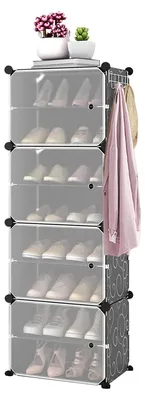 Produktbild von 8 Etagen Schuhregal Schwarz DIY Schuhschrank für 16 Paar Schuhe