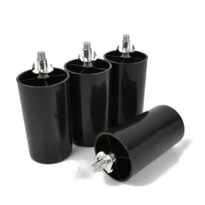 Produktbild von 4er Set Möbelfüße Kunststoff Schwarz M8 x 25 mm, Höhe 90 mm, inkl. 4x Einschlagmuttern M8x11 mm, Möbelbeine für Sofa, Bett & Schrank