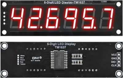 Produktbild von LED-Segmentanzeige, 6 Stellen, TM1637, 0.56" - 5 Farben Farbe: Rot