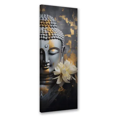 Produktbild von Leinwandbild Buddha-Gesicht, Abstraktion 40x120 Feeby Grau bild für die wand bereit zum aufhängen