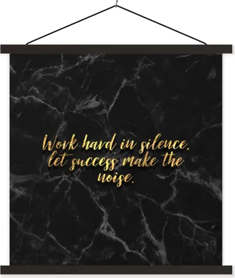 Produktbild von MuchoWow® Textilposter Zitate - Motivation - Gold - Marmor 90x90 cm mit schwarzem Rahmen - Magnetisches