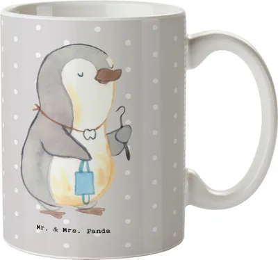 Produktbild von Mr. & Mrs. Panda Kaffeebecher Zahntechniker Herz - Grau Pastell - Geschenk, Tasse, haferl, Kaffeetasse, Keramiktasse, Becher, Pott