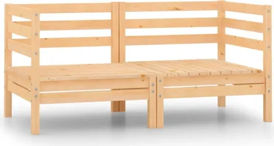 A wooden garden sofa shown from the front.