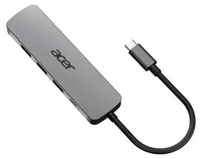 Image de Acer 5in1 Type C Dongle, Cable, USB 3.2 Gen 1 (3.1 Gen 1) Type-C, 100 W, Silver, 3840 x 2160 px, 60 Hz