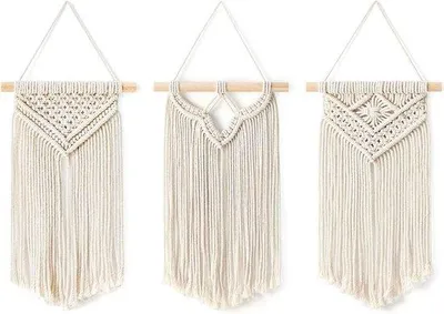Obrázek produktu pro Plastová nástěnná dekorace – nástěnné závěsy ve stylu boho-chic – 3 kusy – 203 cm x 35 cm – tkané nástěnné dekorace do obývacího pokoje