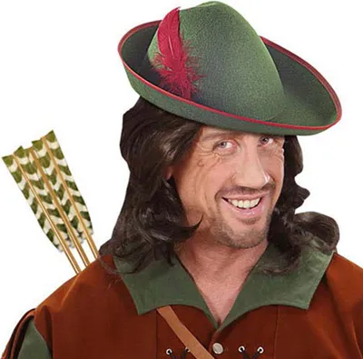 Immagine prodotto di Cappello in feltro da re dei ladri con piuma rossa