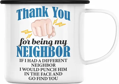 Produktbild von Trendation - Bester Nachbar Geschenk für Nachbarn Emaille Tasse Geschenkidee Beste Nachbarn der Welt (Schwarz)