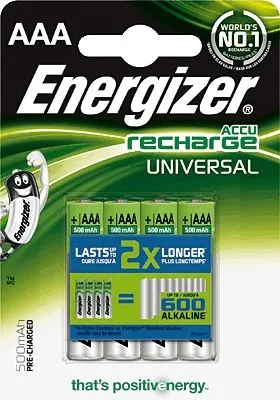 Produktbild von Energizer 7638900306965, Einwegbatterie, AAA, Nickel-Metallhydrid (NiMH), 1,2 V, 4 Stück(e), Sichtverpackung