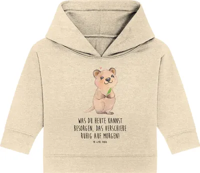 Produktbild von Mr. & Mrs. Panda Organic Baby Hoodie Quokka Happy 12. - 18. Monat - Natural Raw - Geschenk, Dinge Erledigen, Kapuzenshirt, Aufschieberitis, Kapuzensweatshirt, Verschieben