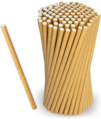Produktbild von Love Nature Dauerhaft Papierstrohhalme Kraft 100 Stück - Strohalme 0,8 Papier - Recycling Strohhalme - Trinkhalme Papier - Strohhalme Papier