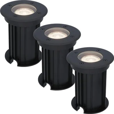Image de HOFTRONIC - Spot LED au sol 3x4W GU10 345lm 4000K Dimmable IP67 Noir