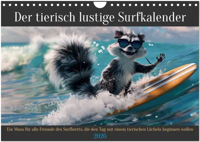 Produktbild von Der tierisch lustige Surfkalender (Wandkalender 2026 DIN A4 quer), CALVENDO Monatskalender