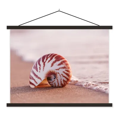 Produktbild von MuchoWow® Textilposter Muschel - Strand - Meer - Sand 120x90 cm mit schwarzem Rahmen - Aufhänger für Poster