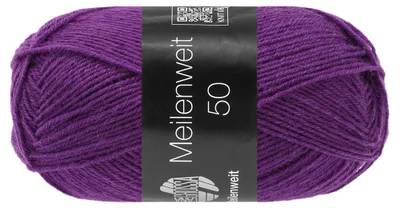 Produktbild von Lana Grossa MEILENWEIT 50 g UNI 4-fach Sockenwolle mit 80 % Schurwolle 210 m Farbe 1426 - Dunkelviolett