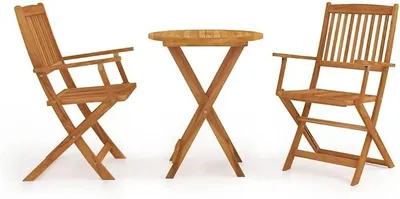 Imagen del producto de Conjunto de jardín de 3 piezas, plegable, de madera maciza de acacia, para exteriores