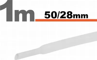 Obrázok produktu pre 2 x 1 meter zmršťovacej hadice bielej farby 50/28 mm – 2 kusy po 1 metri – Extra veľká zmršťovacia hadica na izoláciu a ochranu – Vhodná pre zväzky káblov, priemyselné a elektrické aplikácie [11030W]