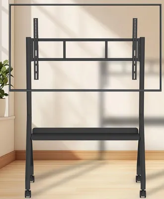 Produktbild von TV-Ständer, höhenverstellbarer Rollwagen, kaltgewalzter Stahl, stabil, mit Bremse, für 98–120 Zoll Fernseher
