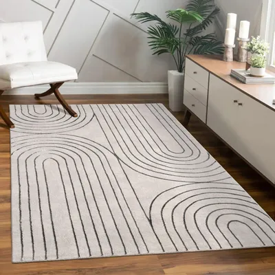 Produktbild von Teppich Kurzflor Abstrakt Wohnzimmer schmutzabweisend Grau Rechteckig 200x290 | 60% Polypropylen, 40% Polyester | Florhöhe: 11 mm | pflegeleicht