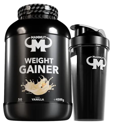 Produktbild von Mammut Nutrition - Weight Gainer 4500 g Dose - 50 Portionen + GRATIS Protein Shaker, Geschmack: Vanille