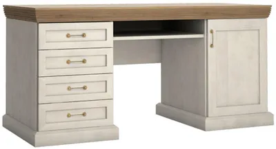 Produktbild von Schreibtisch Royal Computertisch 147x55cm Pinie skandinavisch weiß Wildeiche Landhaus-Stil