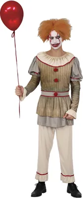 Obrázek produktu pro Děsivý hororový klaun pánský kostým Halloween gold-grey-beige XL