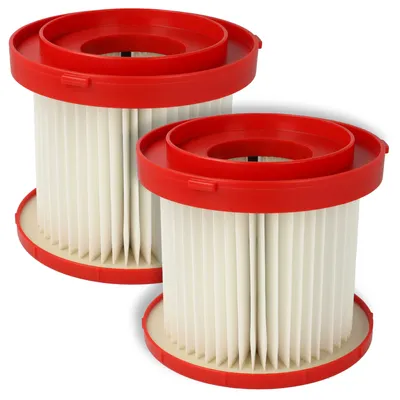 Produktbild von vhbw 2x Staubsaugerfilter kompatibel mit Milwaukee M12 FVCL, M18 FPOVCL, M18 VC2, M18 VC2-0 Staubsauger - HEPA-Filter Rot Weiß
