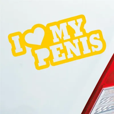 Produktbild von Auto Aufkleber I Love my Penis Lustig Spruch 15x7 cm Gelb Sticker Heckscheibenaufkleber