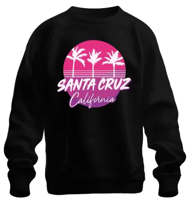 Immagine prodotto di Santa Cruz California Palms Retro Surfer Beach Coast Holiday Unisex Felpa Pullover, Nero, M