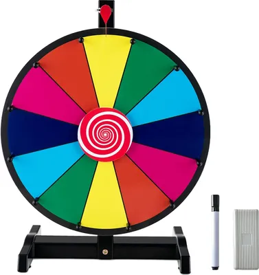 Produktbild von 15 Zoll Glücksrad zum drehen, Tischglücksrad für Lotteriespiele Wheel of Fortune Bunt, Preisrad mit Kompletten Zubehör, für Werbung Wortspiele (φ38cm 10 Farbfächer)