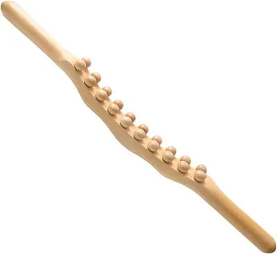 Productafbeelding van Gua Sha Houten stok met 20 houten kraalmassageapparaten voor lymfedrainage, spierontspanning en houten massagegereedschap voor nek-, rug-, buik